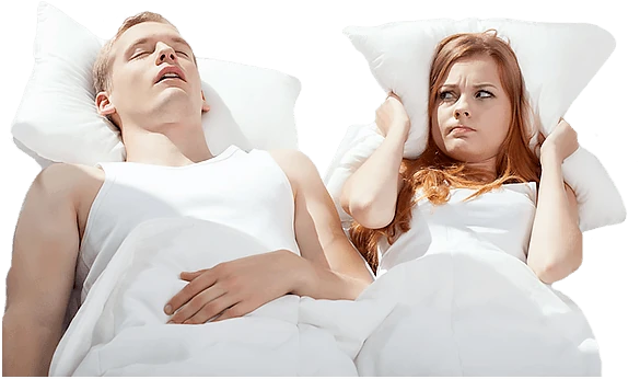 Coppia che dorme serenamente grazie a Snoran Plus, senza russare e con sonno profondo