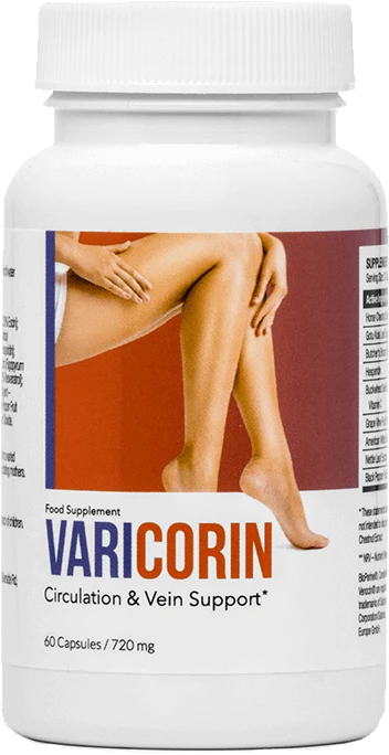 Primo piano del flacone di Varicorin, l'integratore per le vene